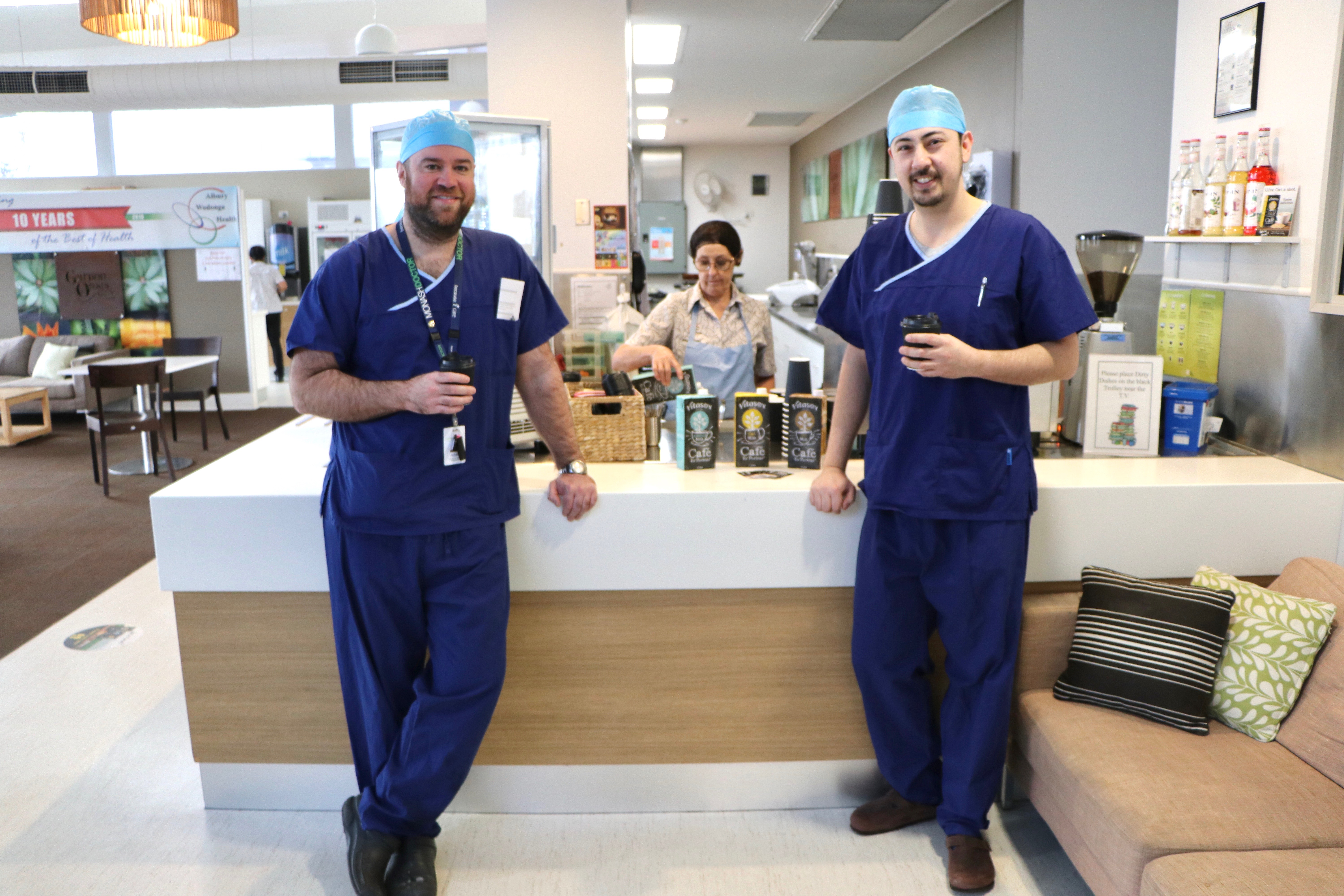 Albury Wodonga Health employees enjoy free coffee as a 'thank you' from Vitasoy